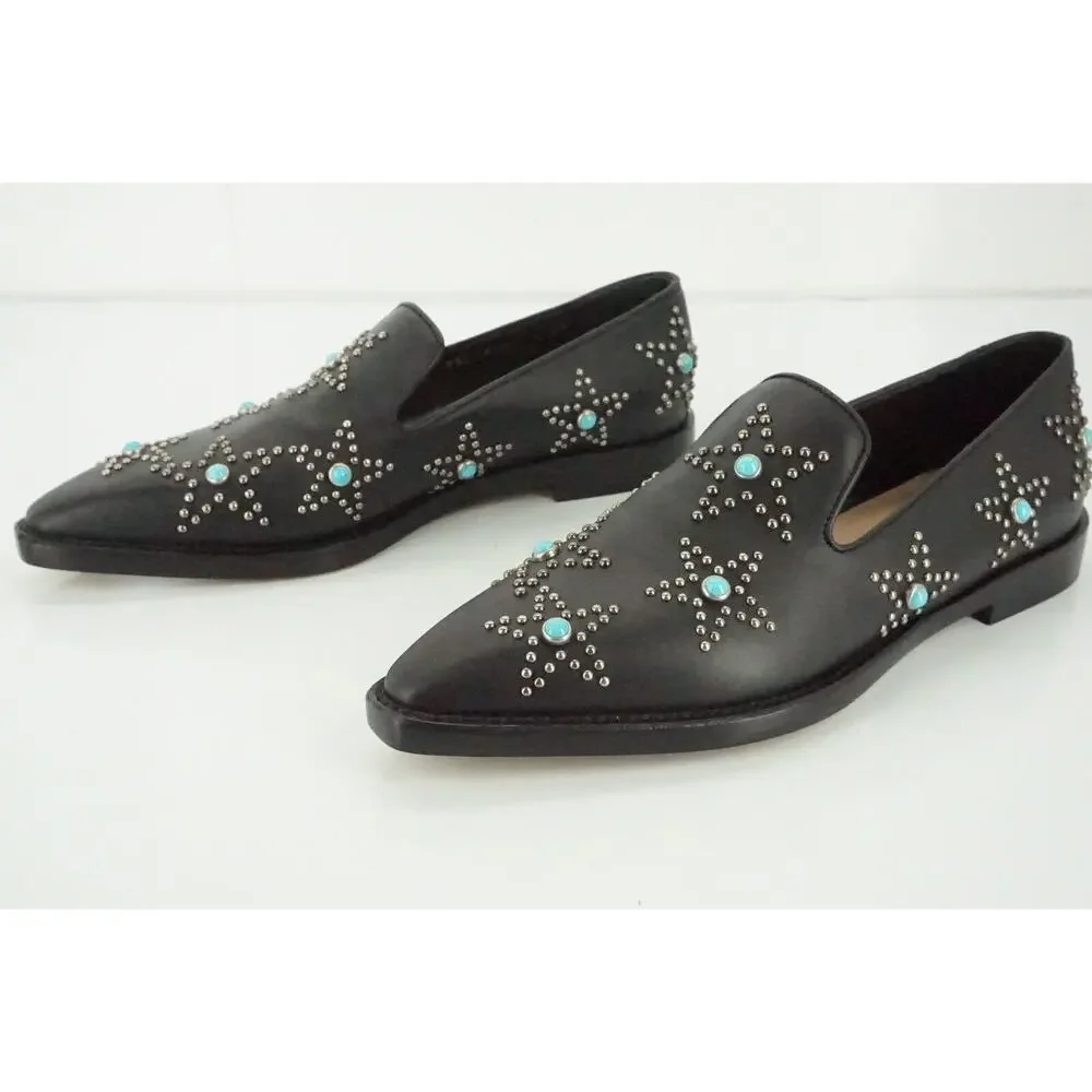 Valentino Beatles Star Studded Pointy Toe Flat Loafer Size 37 New Slip On $1095